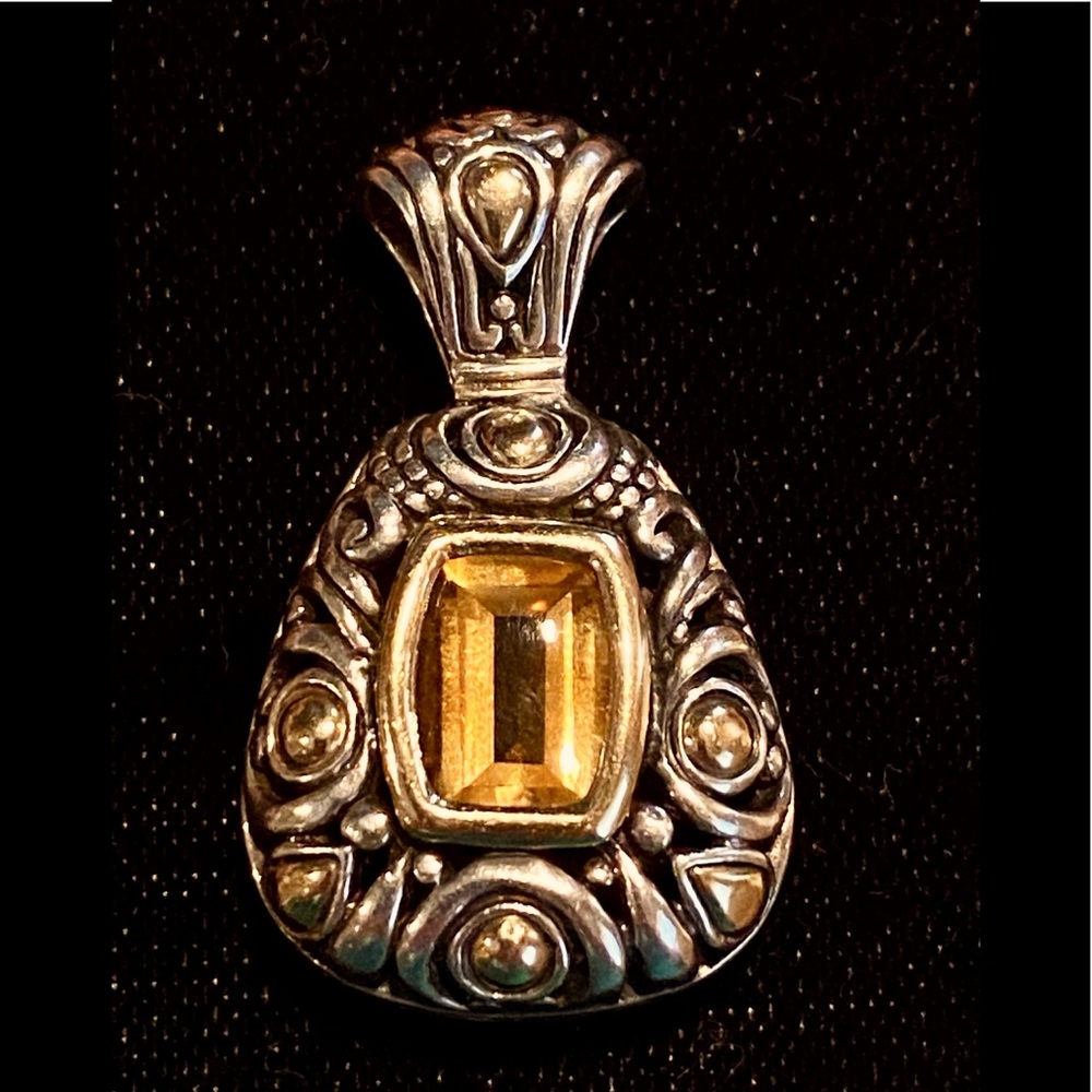 John Hardy Citrine:  925 silver and 18k gold Amulet/Pendant.  1.5”